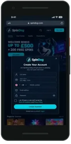 SpinDog mobile lobby